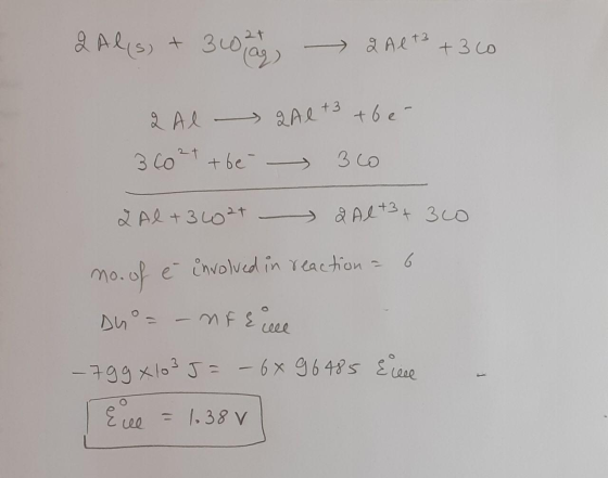 2Al(s) + 30% - 2 Al +3 + 3 co - 2 Alt + 3co 2 Al 360 2t tbe 2 Al +3021 Al +3 +6e- 300 2 Al +3 + 300 involved in reaction = 6