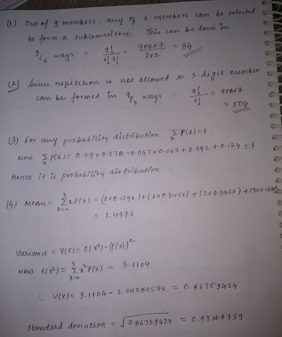 ) Out of 9 m embers, au sub Corn nr『ttee. 6 members can be selecked can be devum to ferm a ways e nepitinuon u nat allowed s