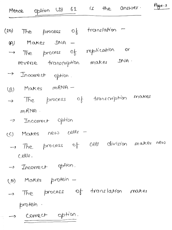 Hence opHon LD) 61 the anshoer (2») The po translaion roce<c (A)Maker ONA → The process ob rer,ication revorse as@npHon makes