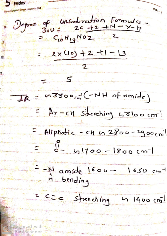 Piday W uor mak Depra ofunshretion formul 2 +2 tN-X- 2 oH13Noz 2x Clo) 2+1- 3 2 n3300 H of amide) TR Ar-CH Senchin 3lo0 m Ali