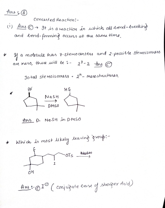 Comcerted Reachon: ) An g+ is a reackion in which all verd-traking and ond-feming occurs at the bame time a motecule has 7-st