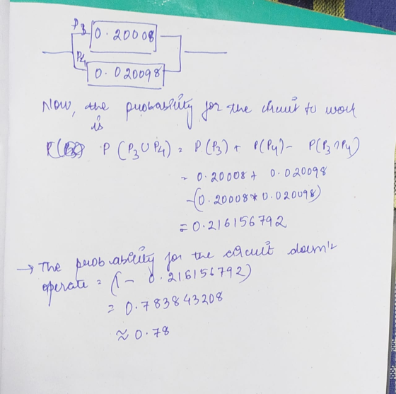 150.20008 20.0200987 Now, the probability for the chuur to work klass P ( P20 P4) z P. (P3) + P(P4)- P(B31P4) 20.20008 + 0.02
