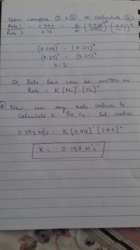 to caleulate & 3 New compaos Rate (ण ) 0.393 16 673 Rate 3 (0.24)5 o21)5 0-058) (0-24) written as laur Rate Can be So K [N. C