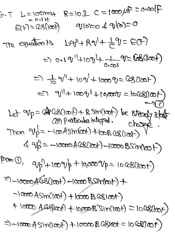 0.001 Gut b= loomH R=los C=1000lf 0.001f ECH=28(10) qo=0491020 The equation is bull+Rat IV = Ect) =) 0.19+10917 =1688.00) -
