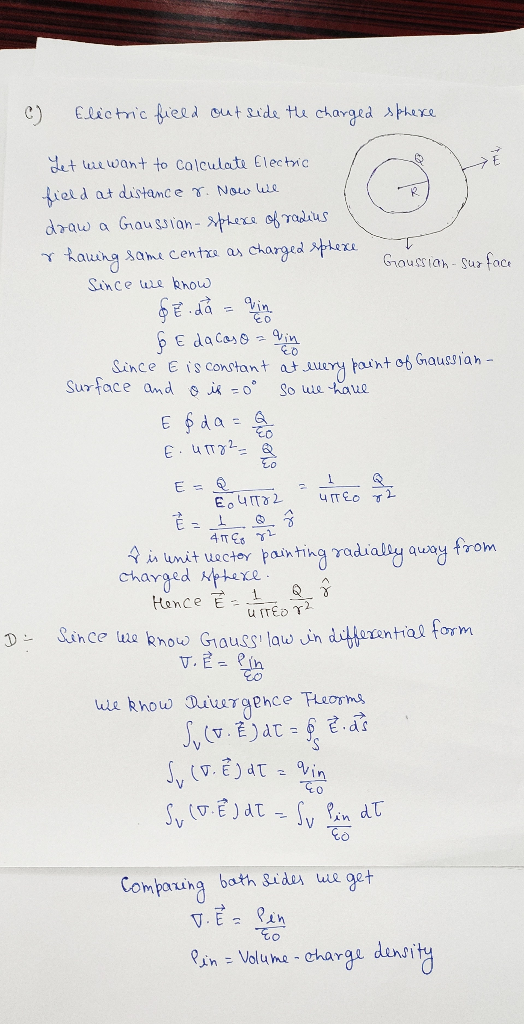 6lictric fieed out side tu ctarged here et ewant to Calculati Electwic field at distamce T. Now e daaw a Graussian- hers ofra