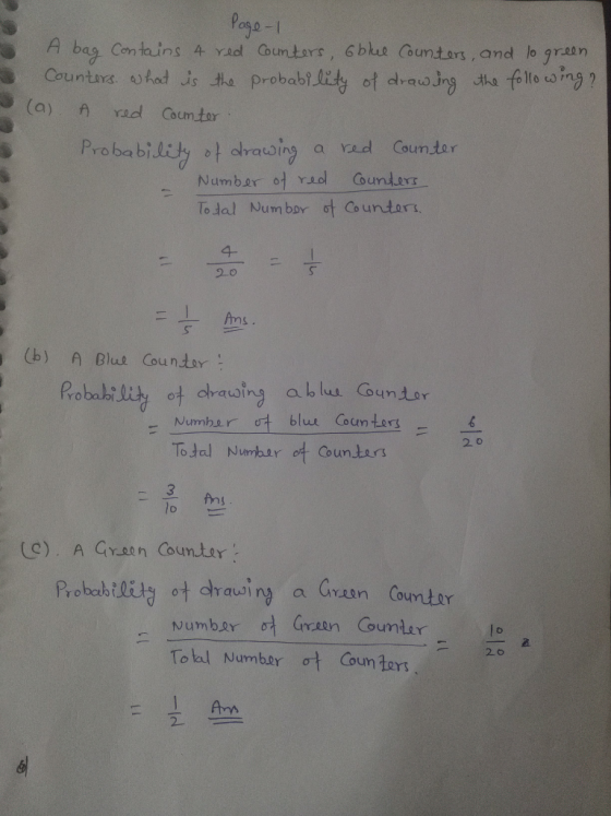 Pos A bag contains 4 Yed、Countors, 6bha (ourntors, and Mog reen drqwJ Probabiliク아 draoly a Yad Counter Todal Num boy ot Co un
