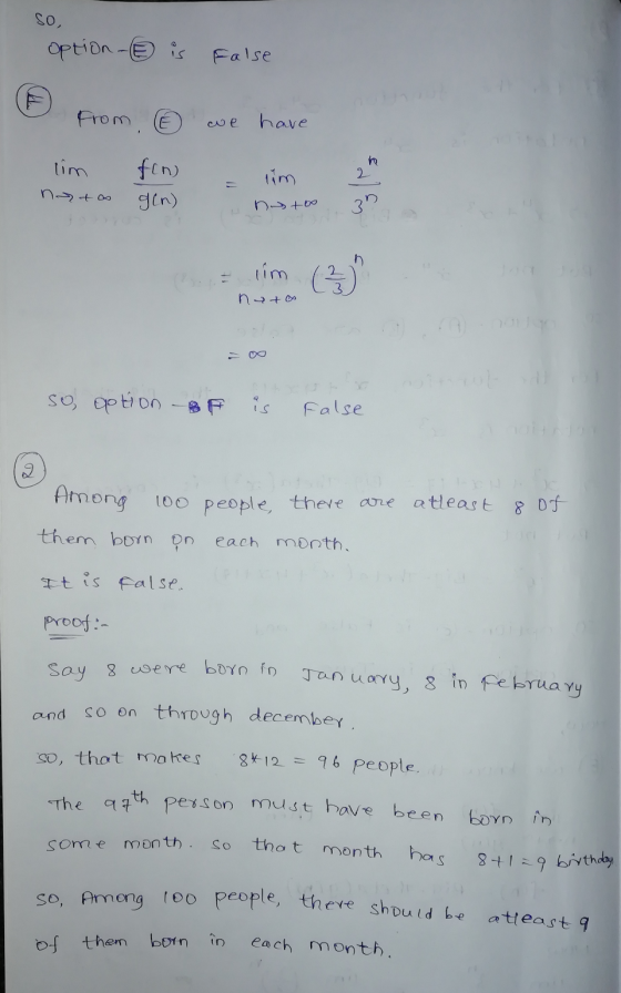 So, option - © is false from со е have h lim fin gen) im 2 woles n too nosto n lim nato so option is false ง Among 100 people
