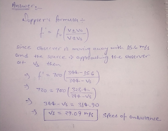 Ansuwer Loppiers forml with 5.C ms Since observer is m amd the Source approeehn tte ooserver then ut 344 IS.G f T0o 344-- Vs