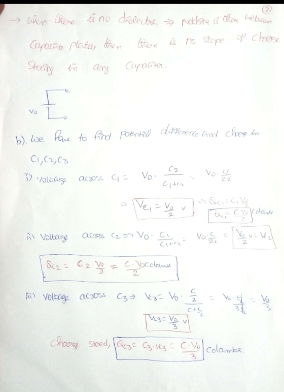 When there is no dielectre nothing is there betison Capacita plates, then is no scope of chare Staring in any Capacitor t VO