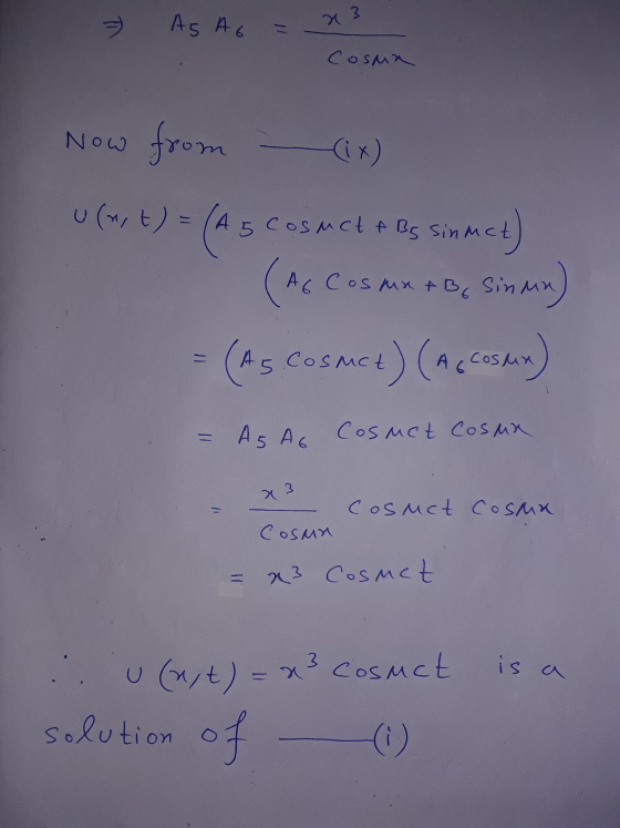 A5 A6 2 3 T Cosma U (w; t) = (as 5 cosuct & Bg sinact Now from = (A 5 Cosmo in met (A6 Cosmo AG Sinan = (As Cosmed) (A scosse