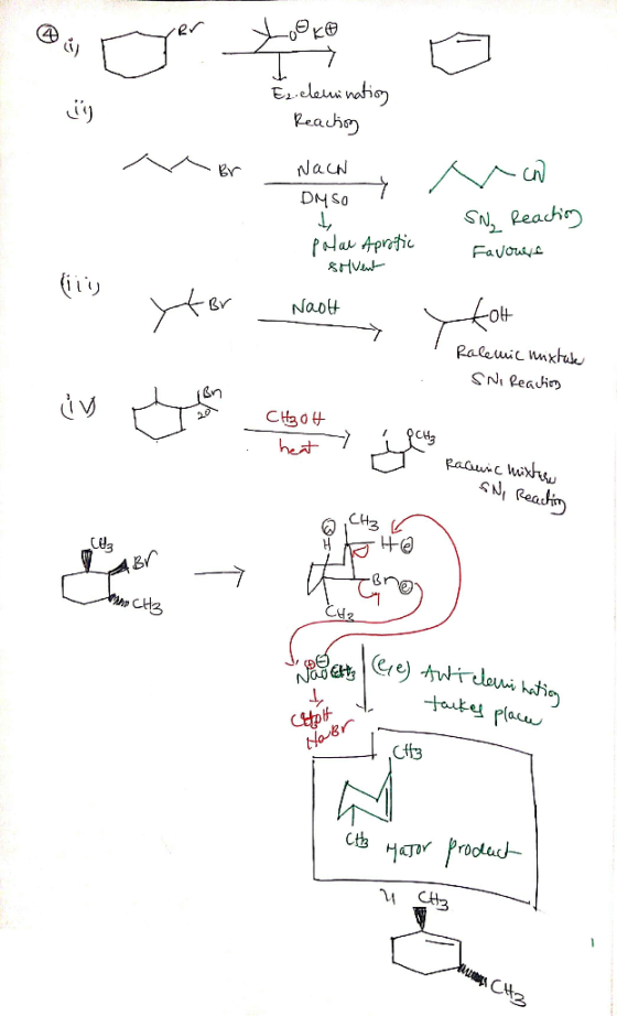 Ez elemination Reaction Nach Dyso n an SN, Reacting Favours polas Aprotic solvent (11) . for t Br Naoth tot y 1 Ralemit nixtu