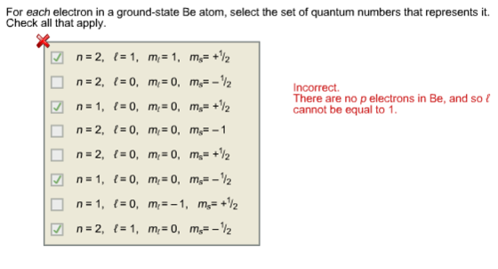 For each electron in a ground-state Be atom, selec