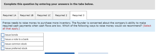 Complete this question by entering your answers in the tabs below. Required 1A Required 1C Required 1B Required 2 Required 3