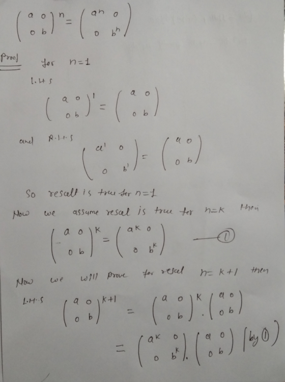 (0) ab Proo! n=1 1.4S (G:)- (;:) a o Ob O b R.LS ane! ( ) (1) So resall is treu der n-1 assyme resel is tru ter Noco thou we