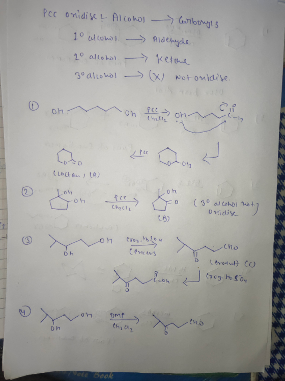 Pcc onidise & Alcohol > Carbonyls 10 wlows - Aldehyde 20 alcohol - Ketone 30 alcohol (x) wot onidise. O on mon per on TTTT an