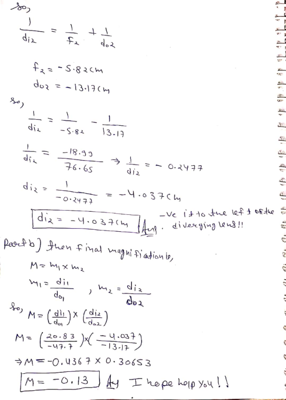 مر = 1 Fa + diz 1 dos fz = -5.82cm doz =-13-17cm die -5.82 die = -18.99 → LE- 0.2477 76.65 دزلي diese diz = -4.037 Cly -0.247