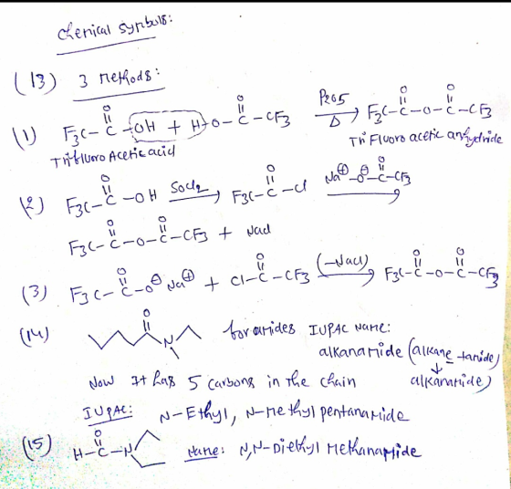 Chemical symbull: (13) 3 reflods W Fil- & JOH + Ho-C-CF3 Rosy El-2-0-C-CF .. Tritillero Aceric acid tri Fluoro acetic anhydri