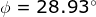 \phi = 28.93^{\circ}