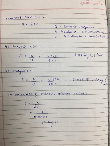 - Lambert - Bears how A. Ele = bxtinction coefficient A. Alxoxlance Conti di cell length Clunit). I am for Analyus 1: ERA, 0