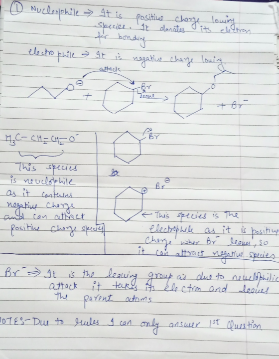 @ Nucleophile » - electrophile » It is positive charge lowing Seccies. It donates its ebeltran tes bonding It is negative cha