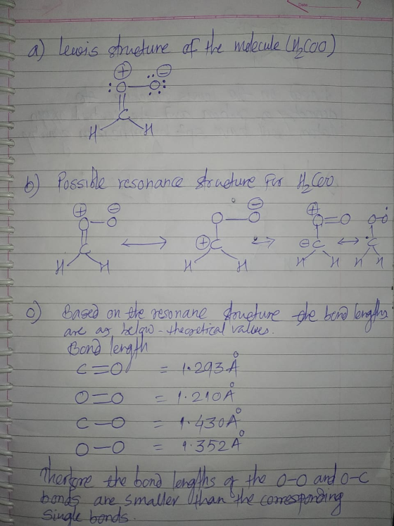 Date a) Lewis structure of the molecule cu Coo) +6) Possible resonance structure for H Cero 7 ac AG Based on the resonane son