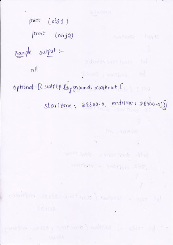 print Lobj 1) print (obja) Bample output:- nil sealftptay ground. wokoutC optional Startfime 8&o0.0, endrime : a8900.0)) irIr