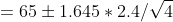 =65\pm 1.645*2.4/\sqrt{4}
