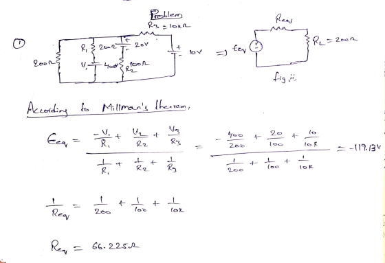 Reas Problem Rag=lokR ma it 2ov R = 2oon R , 2002 + I ter lov Coord V P001 R2 figi According to Millmans the sam, - + ot lo