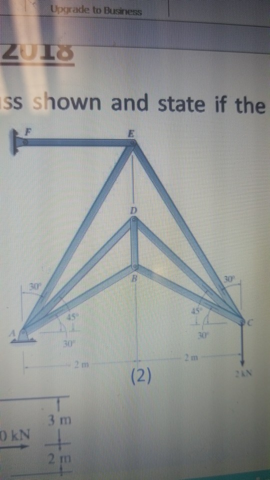 grade to Business ss shown and state if the 3 m O kN