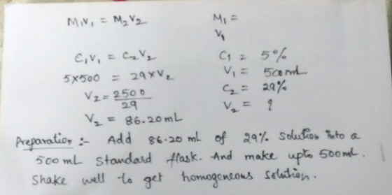 5x500 = 29V ½= 2.500 Cz. = 29% 500 mL standad frask . -And make u 500mt. Shake l to 3et homogentous salud-an