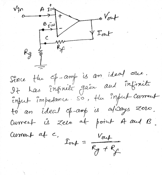 Io Yout 5 since the op-amp is an ideal one. It has infinité gain and infinite infut impedance. so, the input current to an id