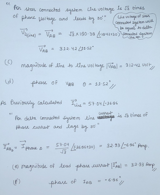 ce for star conne of phase Holtage and er star connected system Line voltage is 3 times phase Moltage and leads by 30 (line v