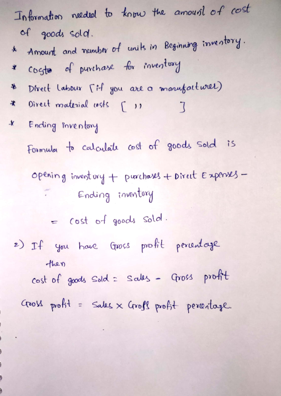 kno the amounl of cost In foronation nedol of g0ods sold Amount and number of uniks in Beginning inventory costo of purchase