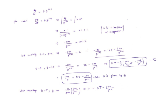 dy - ky to .=kt te Icis a constant I of integration (0.01)gool -100 kttc > beton aktte 4007 -100 - K+ - 100 -100 uno y=8 a