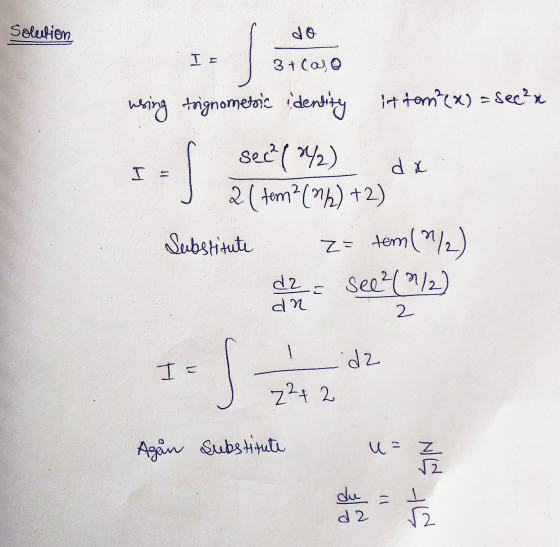 Solution - 3 + caso uring trignometic identity it tomtex) = see²x - I sec? ( 442) dx (tom (A) +2) Substitute tem (2/2) see 2(