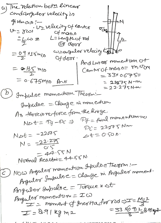 ay of mans The relation beth lincar andangular velocity is givencip ! M Uz velicity of Center e-jol = 2 w z L = Length of rod