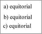 a) equitorial
b) equitorial
c) equitorial