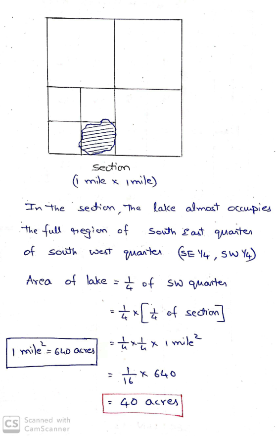 Sedion mile) lake almast occupies In the sedionhe the full negien of Sowth ait qMaiten of south Manten SE Y4SW Y wet lake Ayc