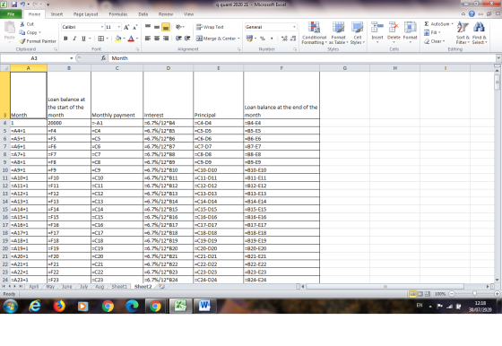 XI - q quant 2020 21 - Microsoft Excel х File Home Insert Page Layout Formulas Data Review View OP X Σ AutoSum και Calibri 11
