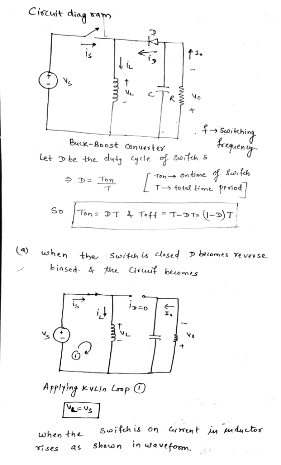 Ciscuit diag sa ls 0 Buek-8oost convester Ton → On time of ew.ch when the Switeh is desed D belomes Tevevse biased. &大 aauf