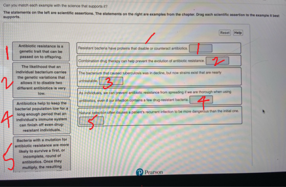Can you match each example with the science that supports it? The statements on the left are scientific assertions. The state