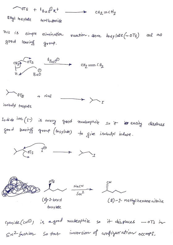 ~ots tt Bufet Ethyl tosylate tertbudoxide - CH2=CH₂ This is good simple leaving reaction, wtere elimination group. to sy late