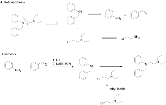 4. Retrosynthesis NH + NH2 → CMNH2 Synthesis a to 1. H+ 2. NaBH3CN 2. NaHSCN. ethyl iodide ci