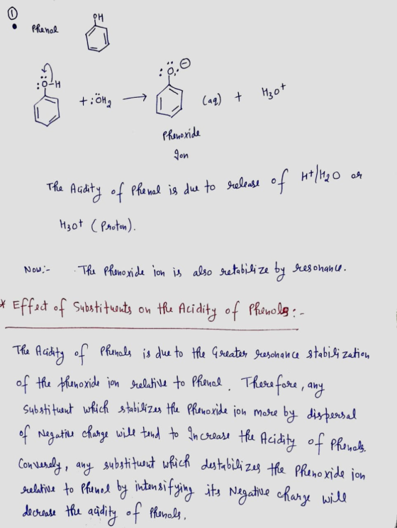 OH Phenol :O-H tiöka (aq) + Hot Phenoxide Jon Ht/H2O ou The Acidity of the hal is due to release of Hoot (Proton). Now: - The