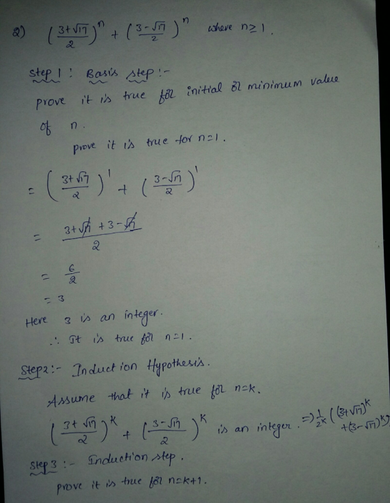 tahave n2 ) PYove it is true kal inittal l minimum valu Prove it is tue -for ne1. 2 Here an integer Ser In duct ion Hypotkesi