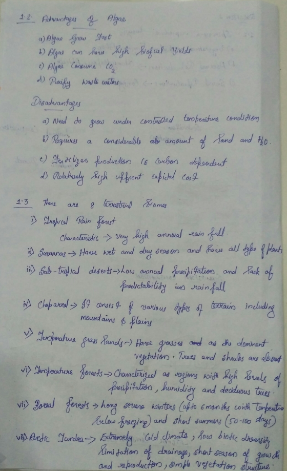 1.2. Advantages of Algae a) Algao Grow Fast 6) Algoo can have high biofuel Yields c) Algae Consume com 1) Perify waste waters
