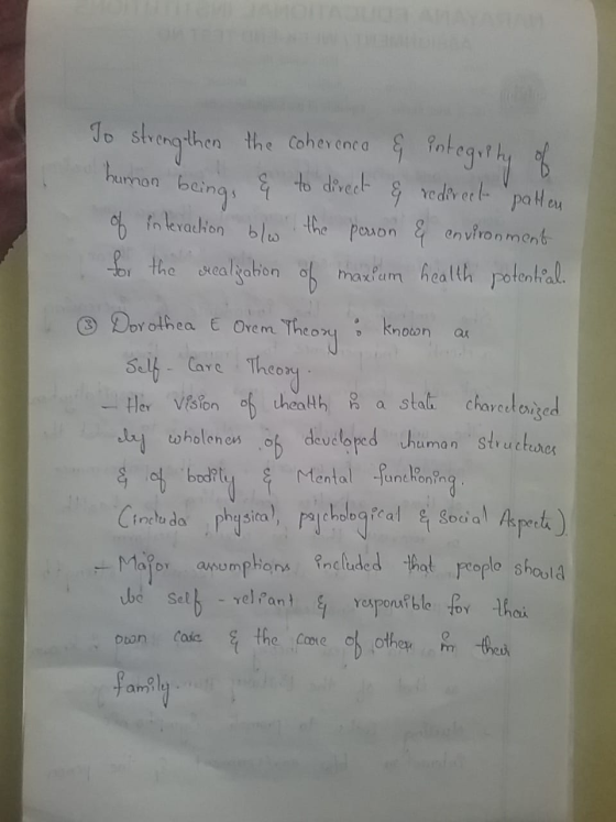 To strengthen the coherenca & integrity of human beings & to direct & redirect patten of interaction b/w the person & environ