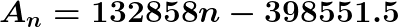 \LARGE \boldsymbol{A_n=132858n-398551.5}