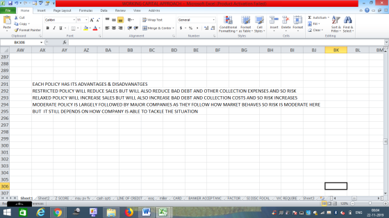 - 2x Find & Select BL BM WORKING CAPITAL APPROACH - Microsoft Excel (Product Activation Failed) File Home Insert Page Layout
