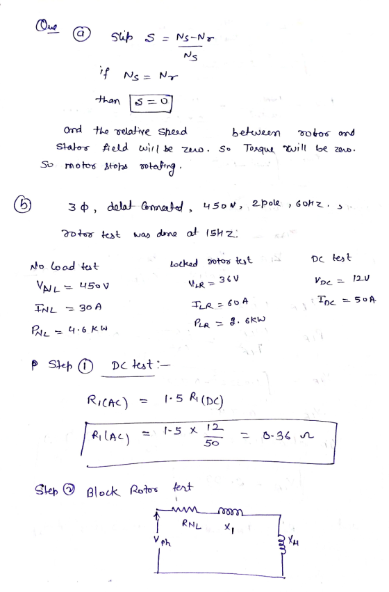 Que a Slip s = NS-N- NS if Ns Nr than S=0 and the relative speed stator field will be zew. So motor stops Boleting, between s